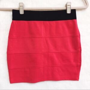 TCEC Red Pink & Black Mini Pencil Skirt